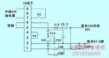 圖4 X9端子與繼電器K4的相關(guān)電路